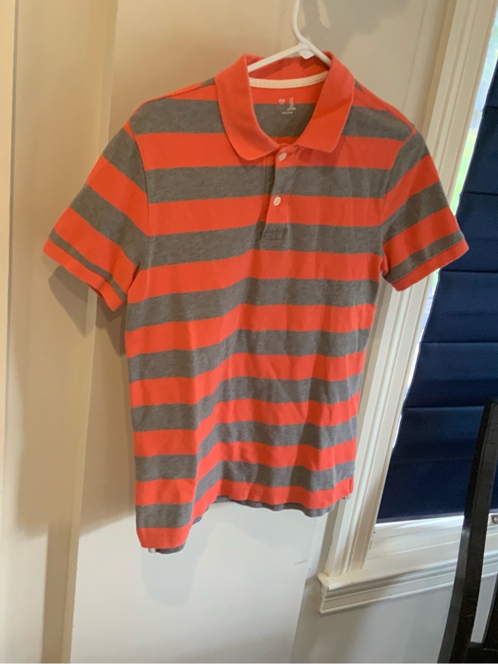 GAP Orange and Gray Striped Polo Shirt